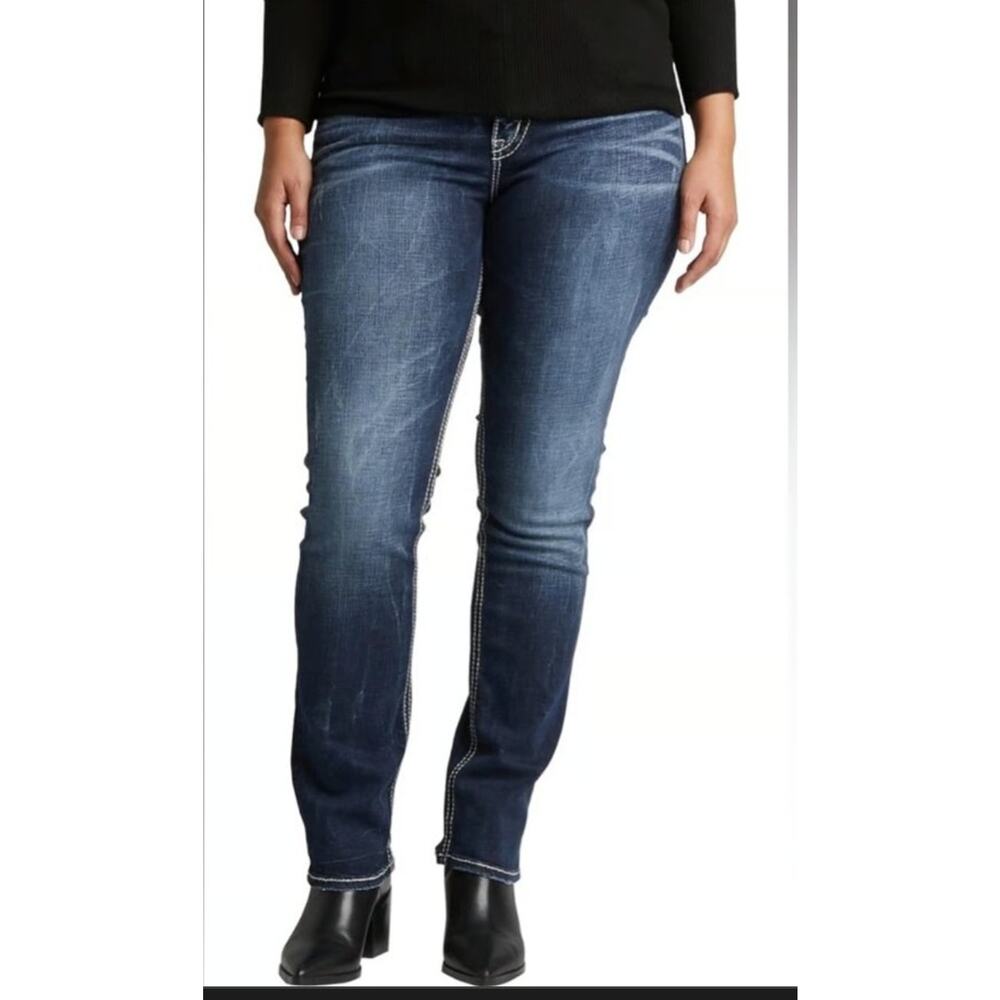 NWT Silver Jeans Co. Suki Mid Rise, Curvy Fit, Straight Leg Jeans, Sz 22W